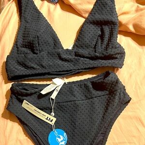 Charcoal Gray  2 Piece Textured Bikini Set.  Size Small. (059)